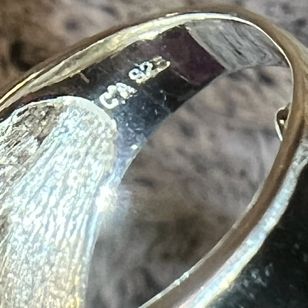 Vintage Sterling Silver Black Enamel Flower Ring Size 8